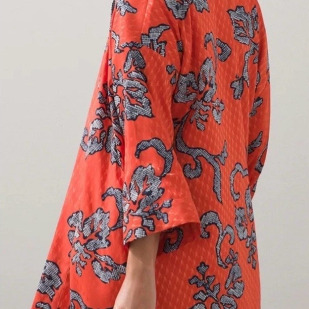 CHICO'S Orient Bliss Jacquard Kimono Jacket Orange Spice Sz 2 Women’s 12 - 14 - Picture 4 of 8
